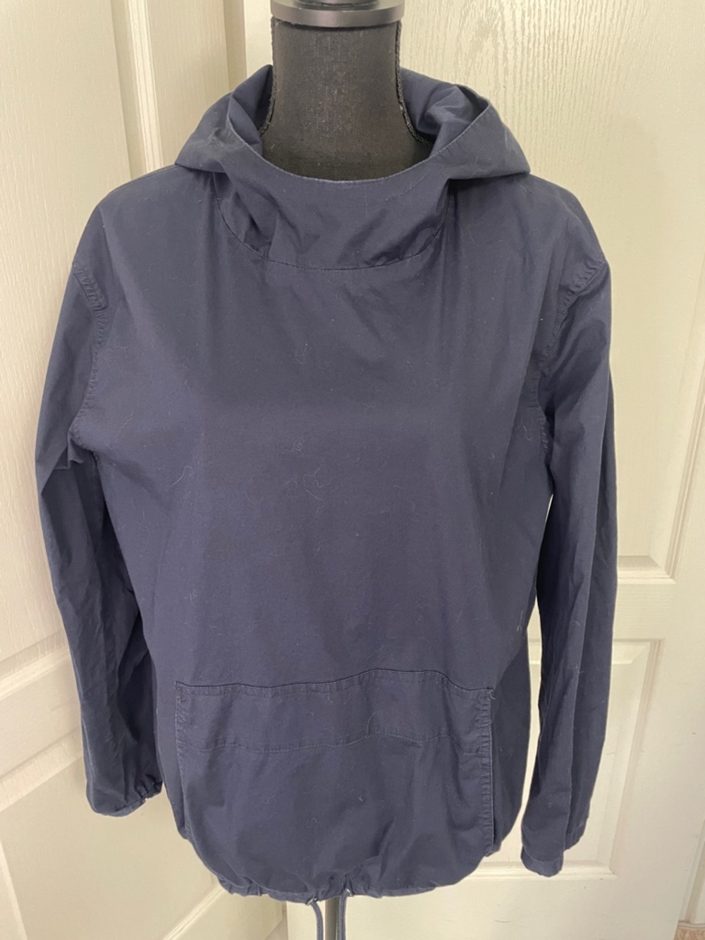 Frank & Oak hoodie lightweight cotton parka M navy trekking hiking layering